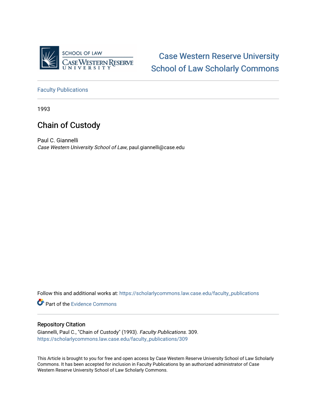 Chain of Custody