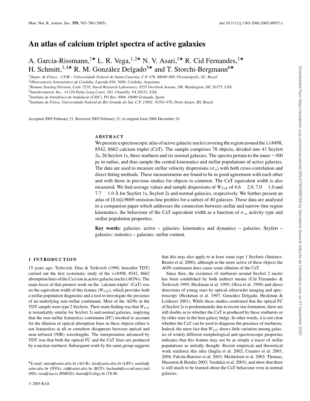 An Atlas of Calcium Triplet Spectra of Active Galaxies