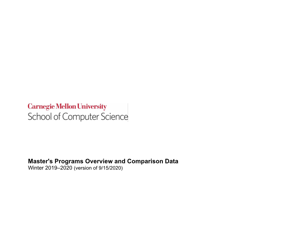 Master's Programs Overview and Comparison Data