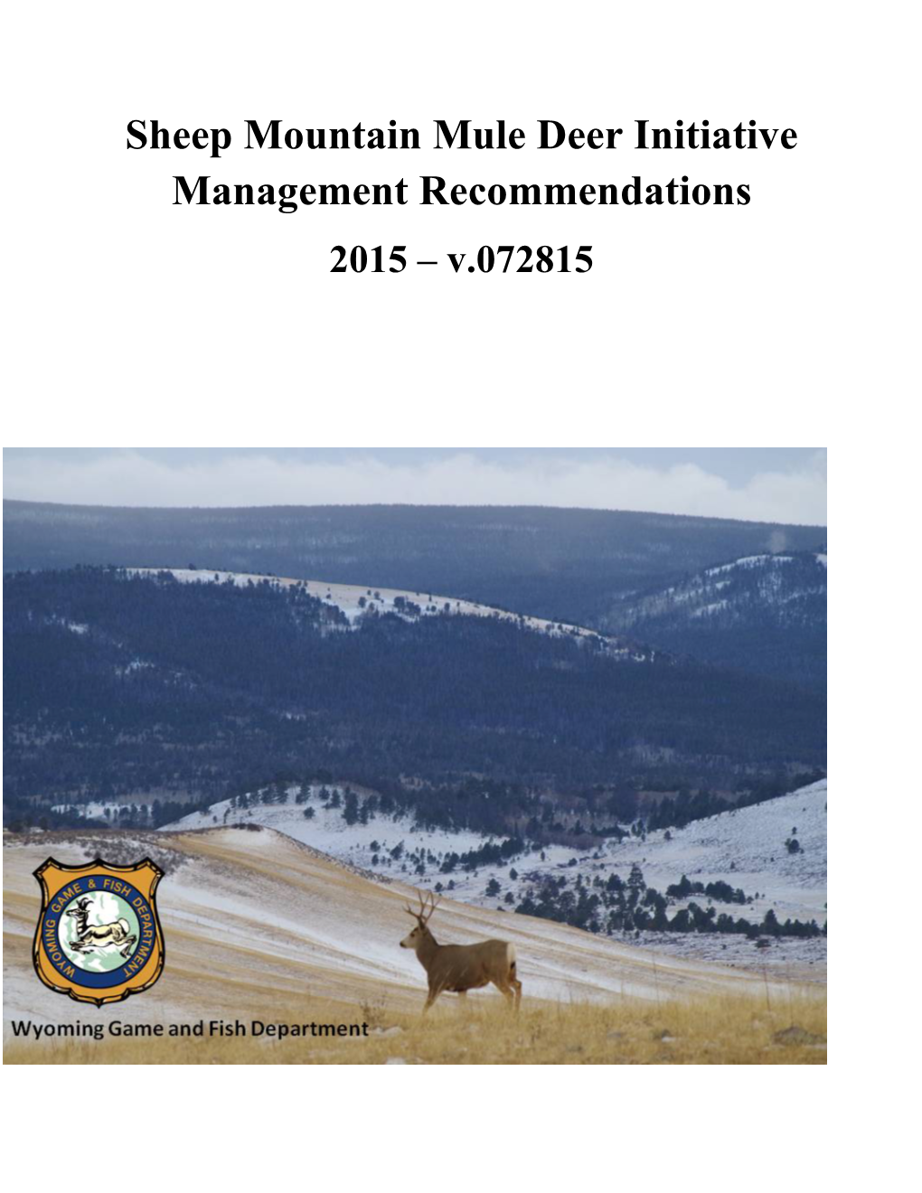 Sheep Mountain Mule Deer Management Plan