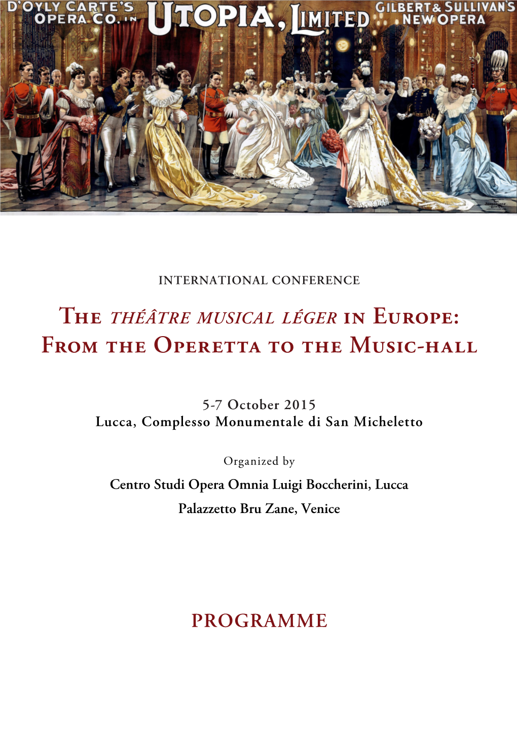 The Théâtre Musical Léger in Europe: from the Operetta to the Music-Hall