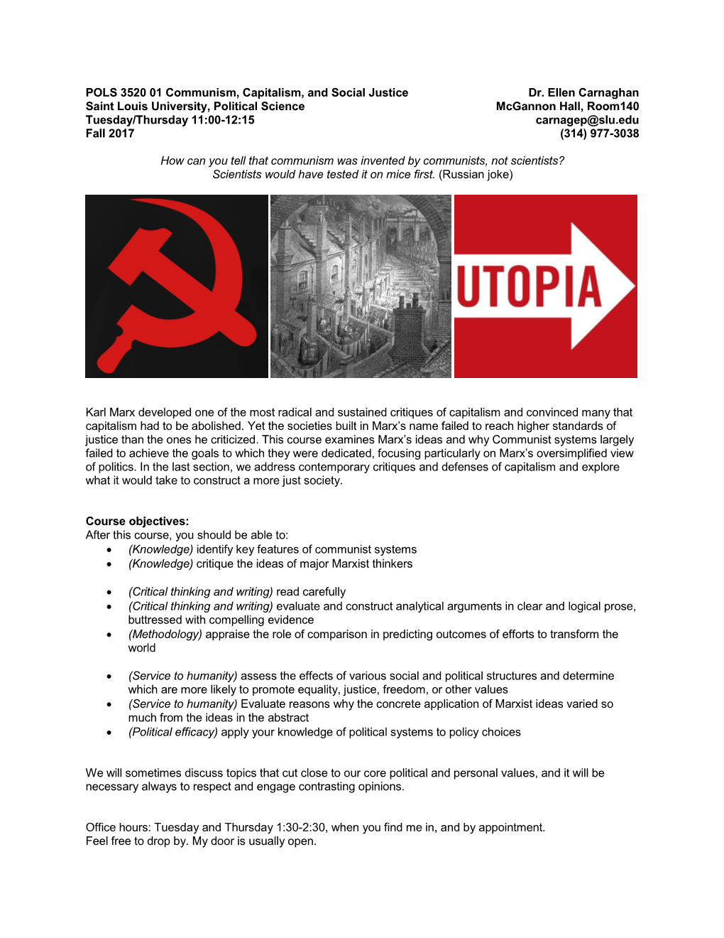 POLS 3520: Communism, Capitalism, and Social Justice, Fall 2017 Syllabus
