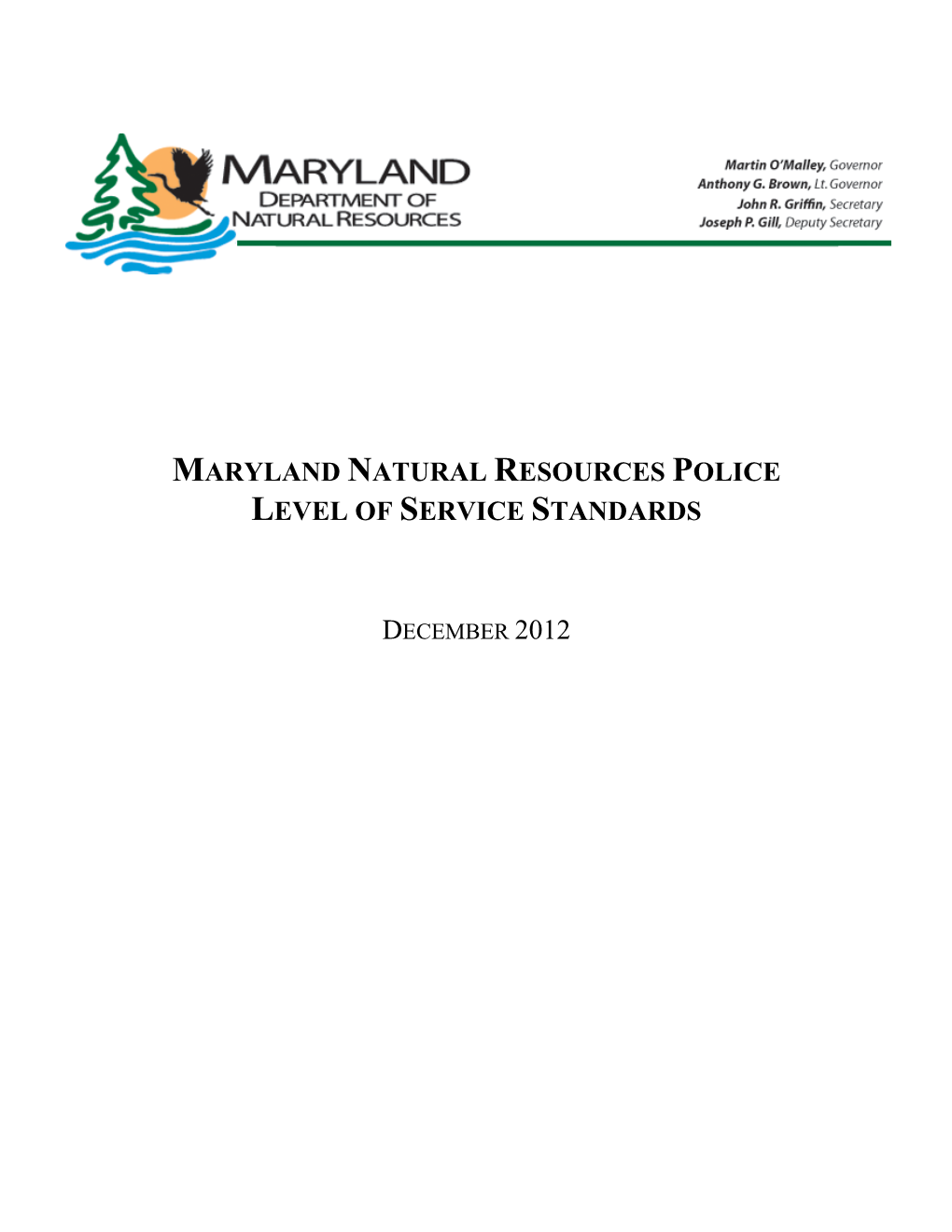 Maryland Natural Resources Police Level of Service Standards