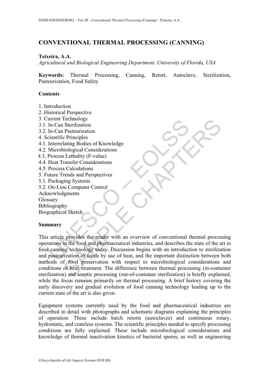 Conventional Thermal Processing (Canning) - Teixeira, A.A