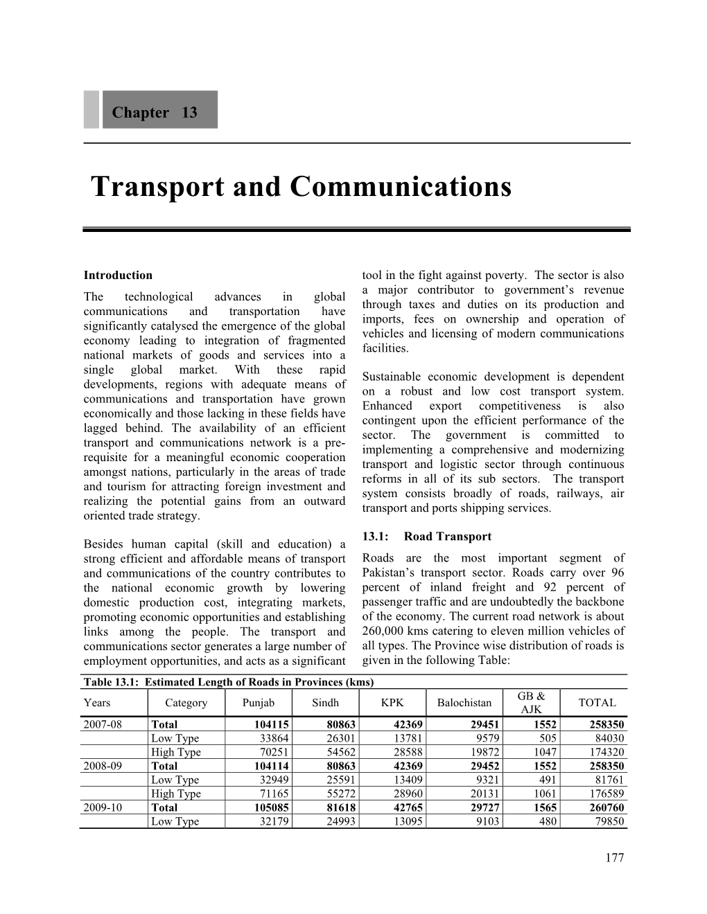 Transport and Communications