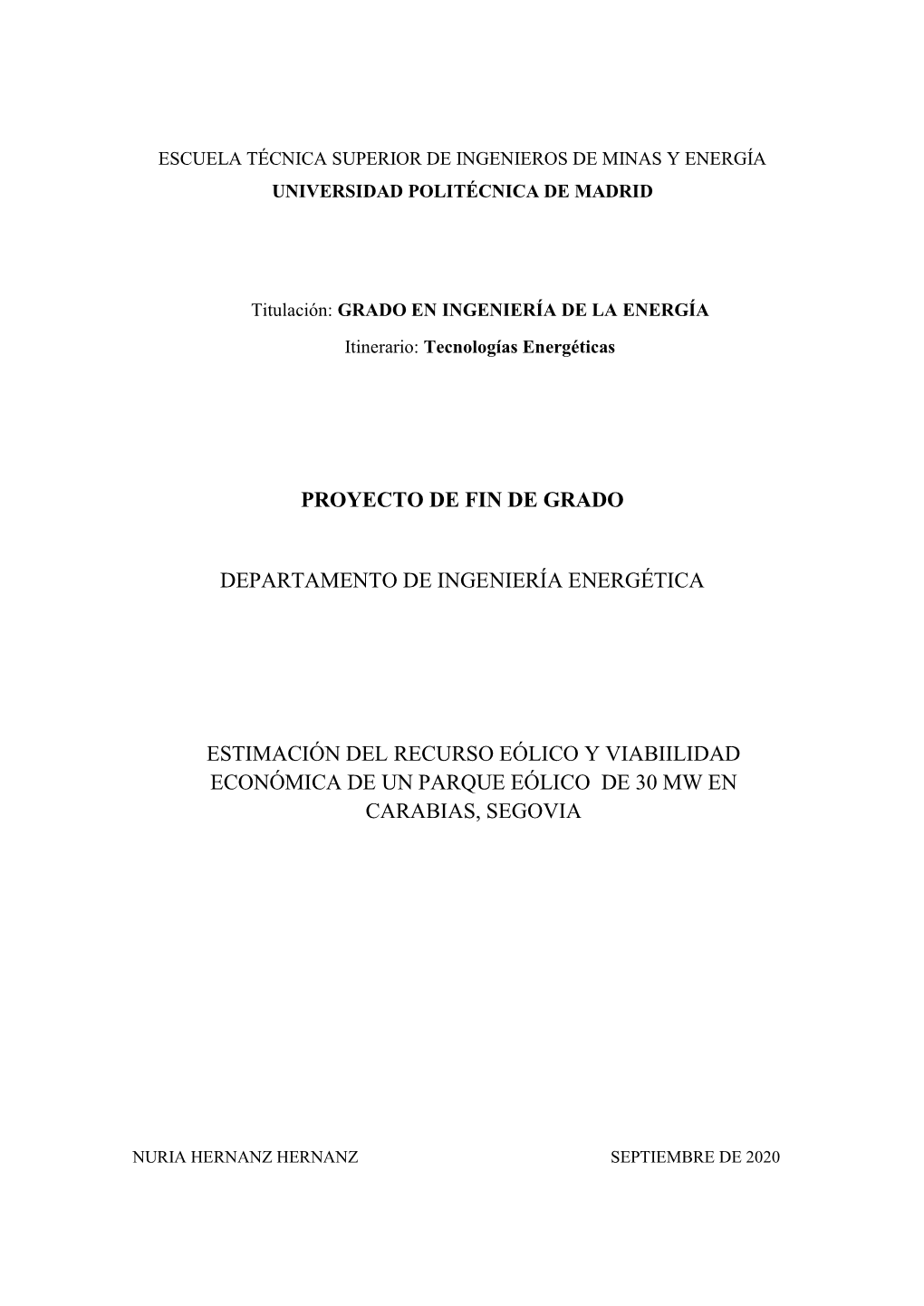 Proyecto De Fin De Grado Departamento De Ingeniería