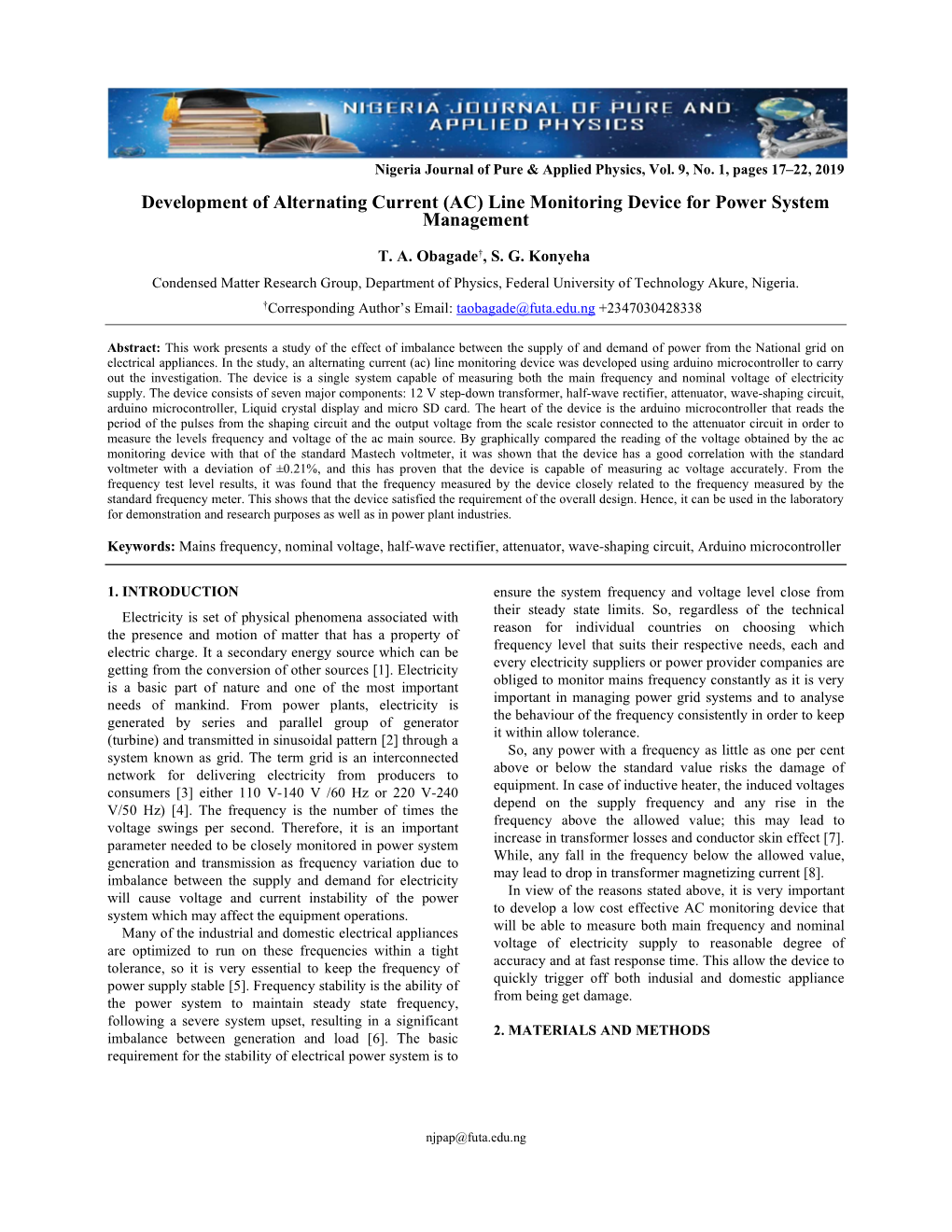 Development of Alternating Current (AC) Line Monitoring Device for Power System Management