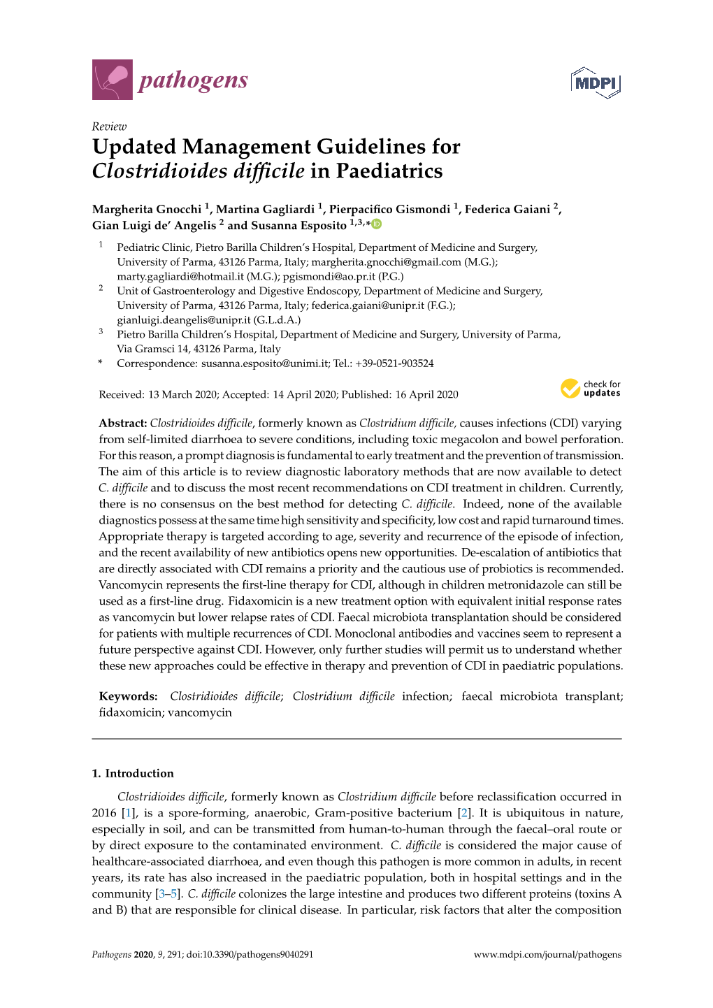 Updated Management Guidelines for Clostridioides Difficile in Paediatrics