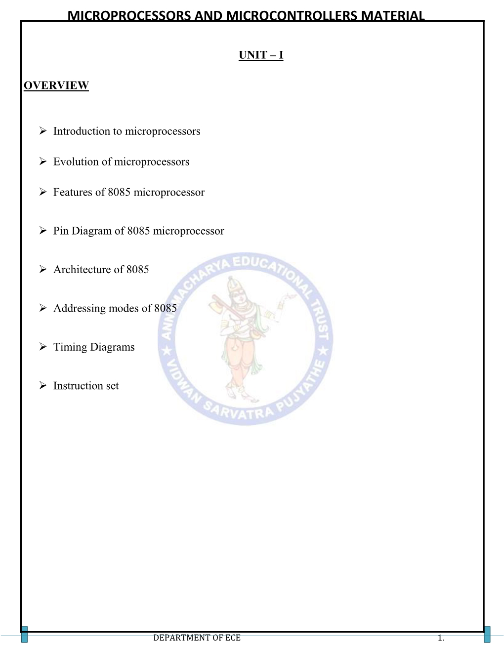 Microprocessors and Microcontrollers Material