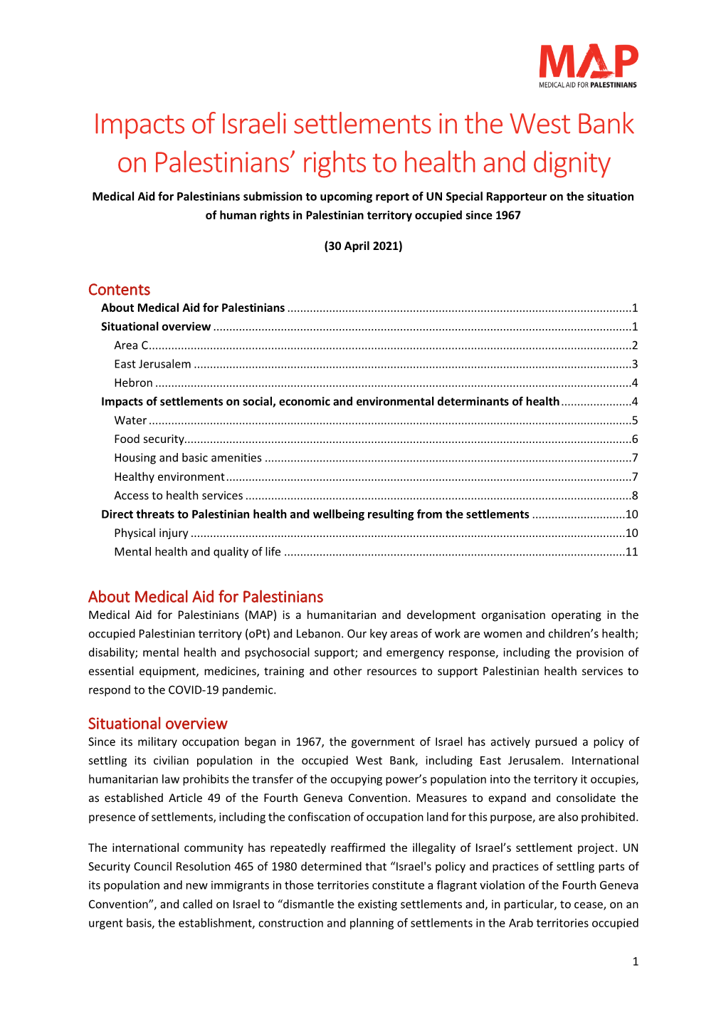 Impacts of Israeli Settlements in the West Bank on Palestinians' Rights To