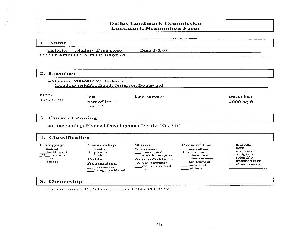 Mallory Drug Store Landmark Nomination Form