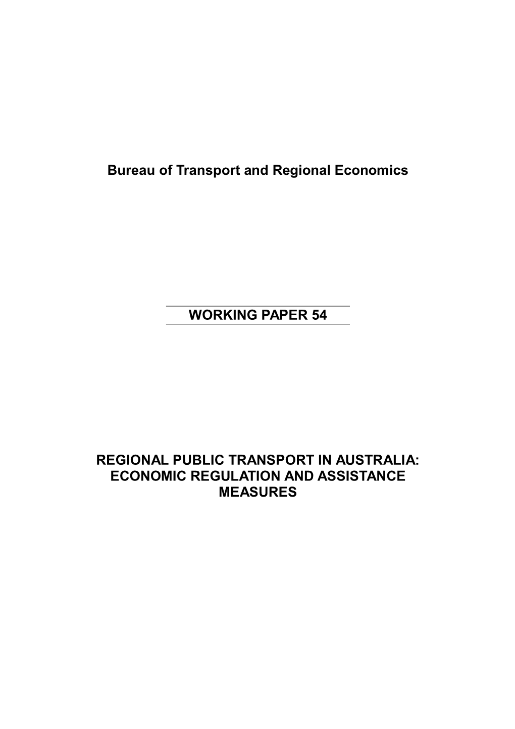 Working Paper 54 – Regional Public Transport in Australia