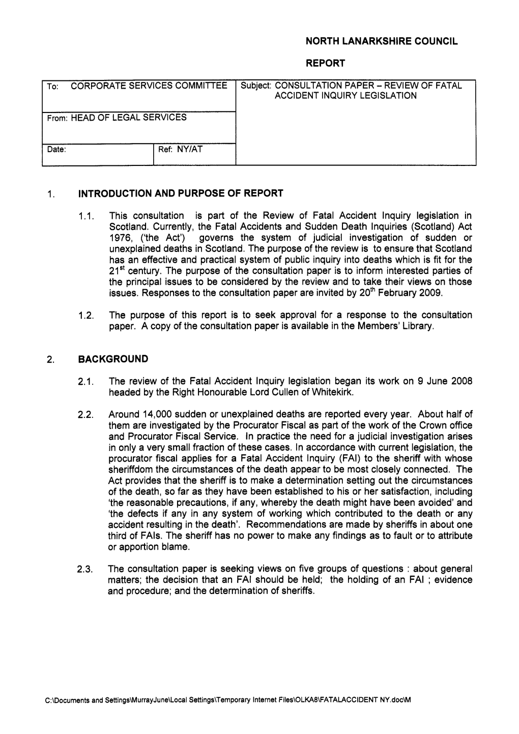 Consultation Paper-Review of Fatal