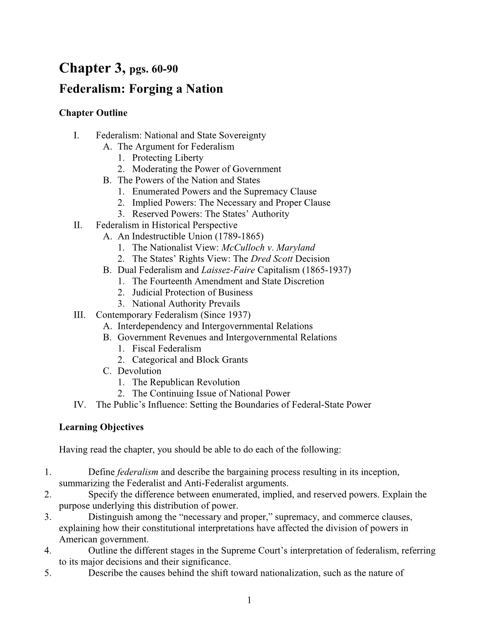 Federalism: Forging a Nation