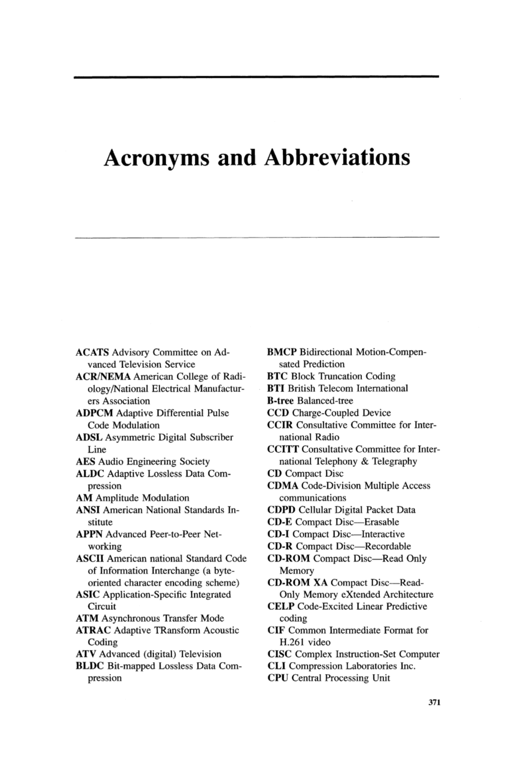 Acronyms and Abbreviations