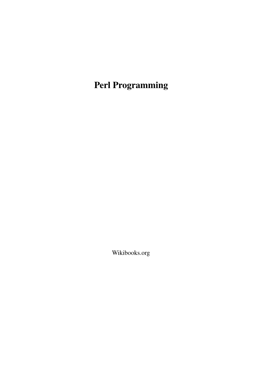 Perl Programming