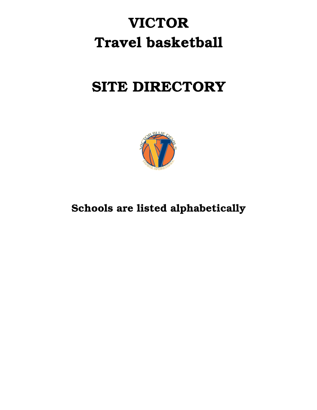 VICTOR Travel Basketball SITE DIRECTORY