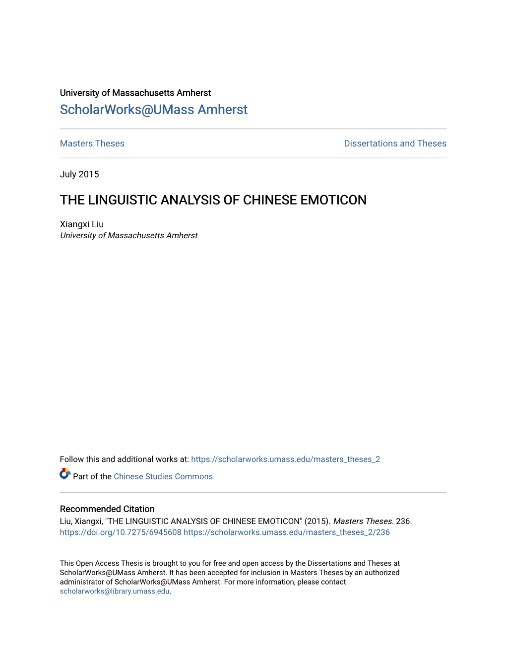 The Linguistic Analysis of Chinese Emoticon