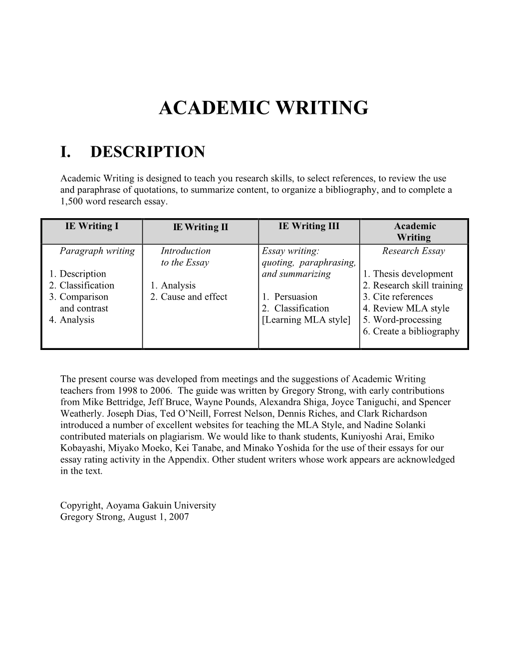 Academic Writing