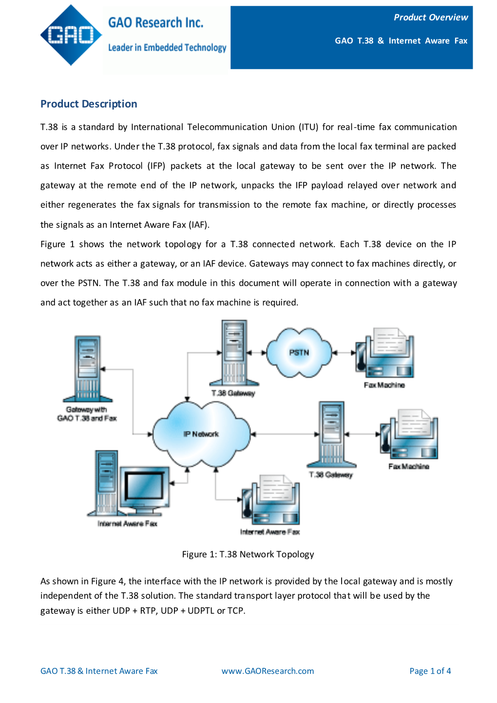 GAO T.38 & Internet Aware Fax Product Sheet