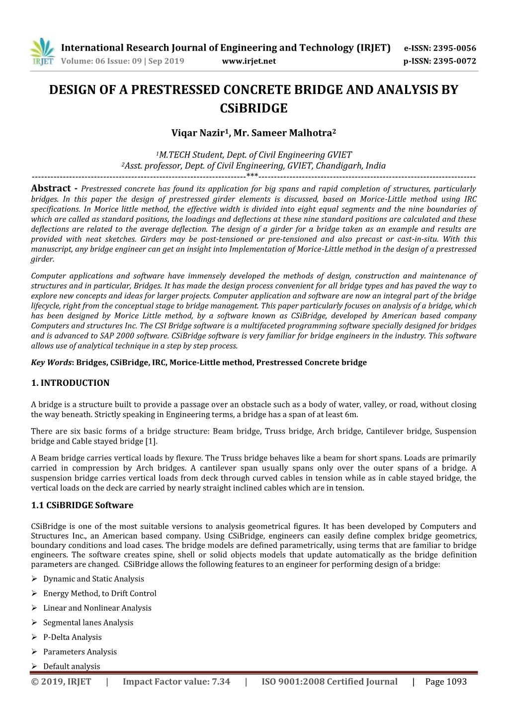 DESIGN of a PRESTRESSED CONCRETE BRIDGE and ANALYSIS by Csibridge