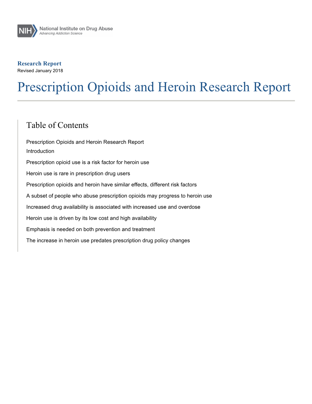 Prescription Opioids and Heroin Research Report