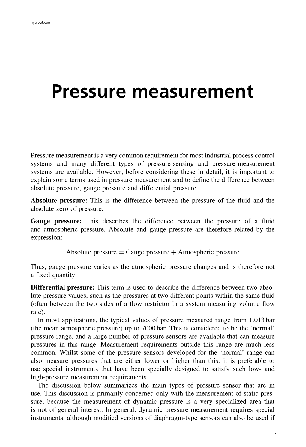 Pressure Measurement