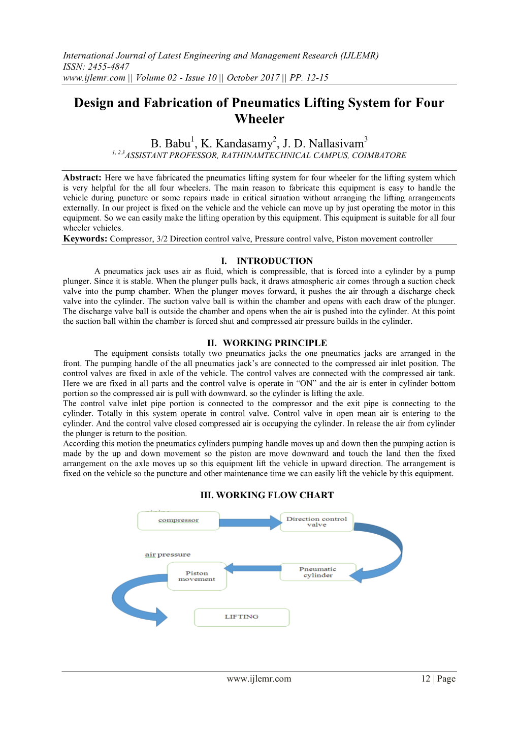 Design and Fabrication of Pneumatics Lifting System for Four Wheeler