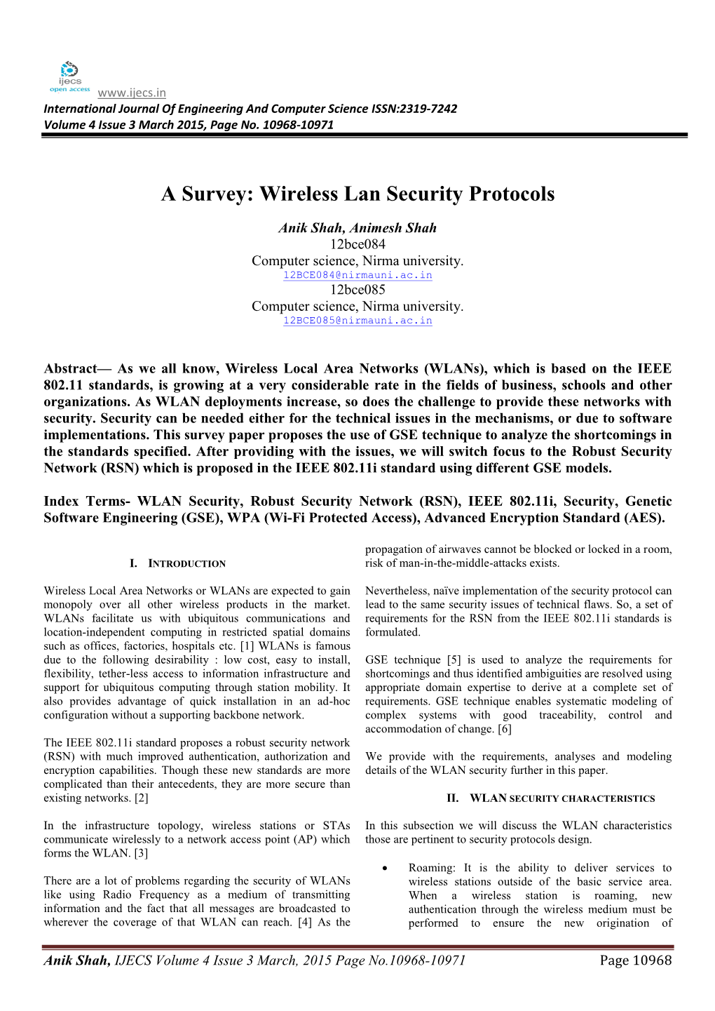 Wireless Lan Security Protocols