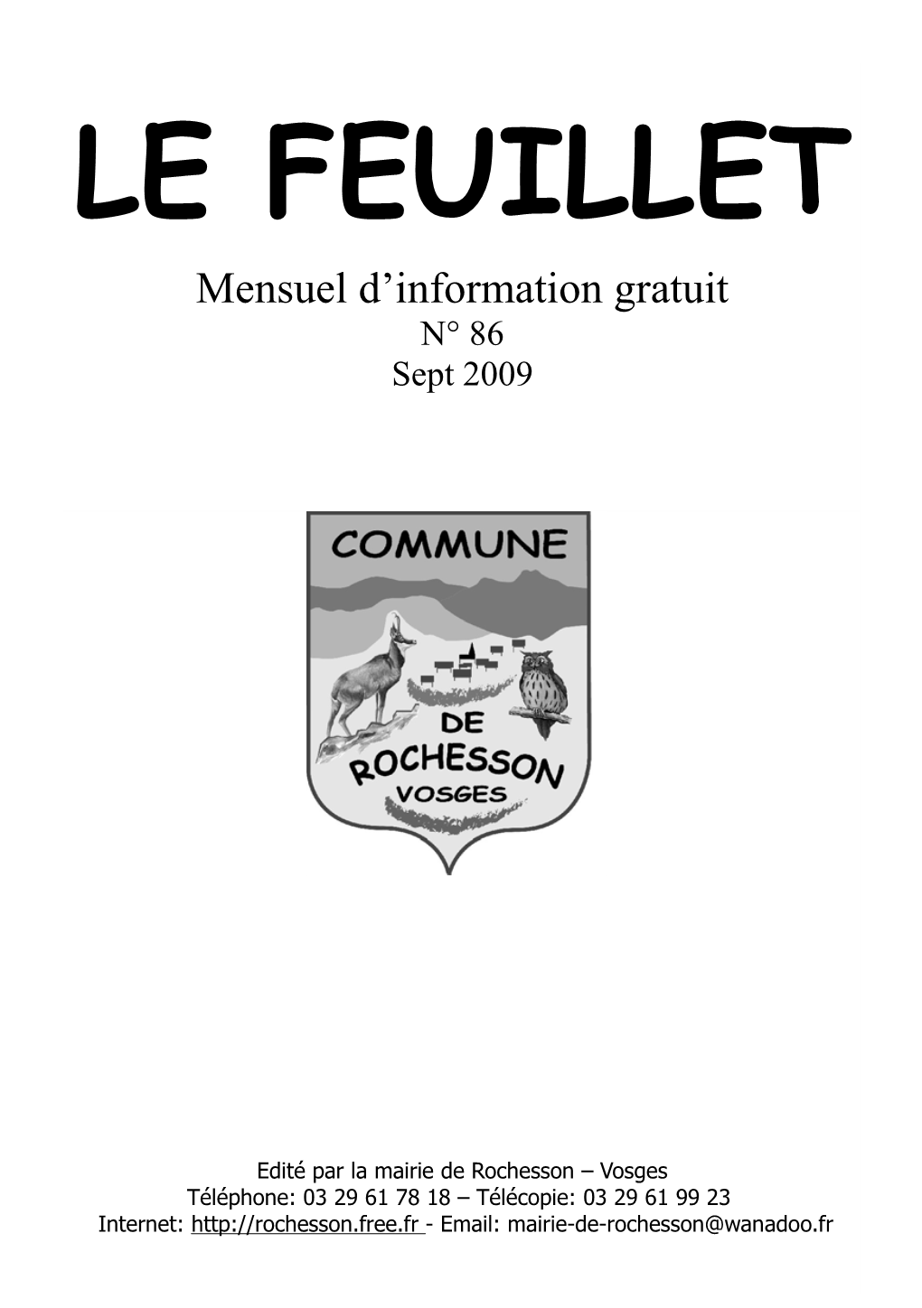 LE FEUILLET Mensuel D’Information Gratuit N° 86 Sept 2009