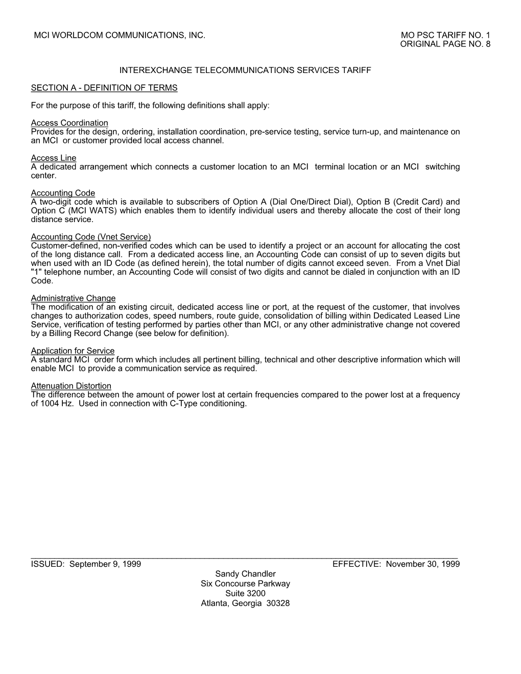 Mci Worldcom Communications, Inc. Mo Psc Tariff No