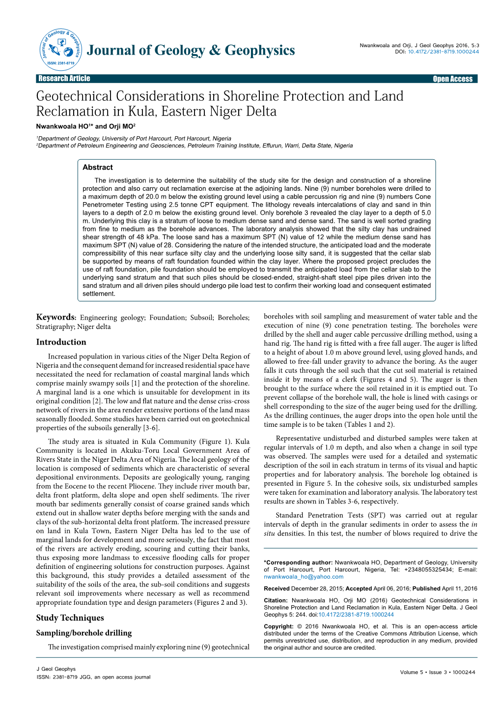 Geotechnical Considerations in Shoreline Protection and Land