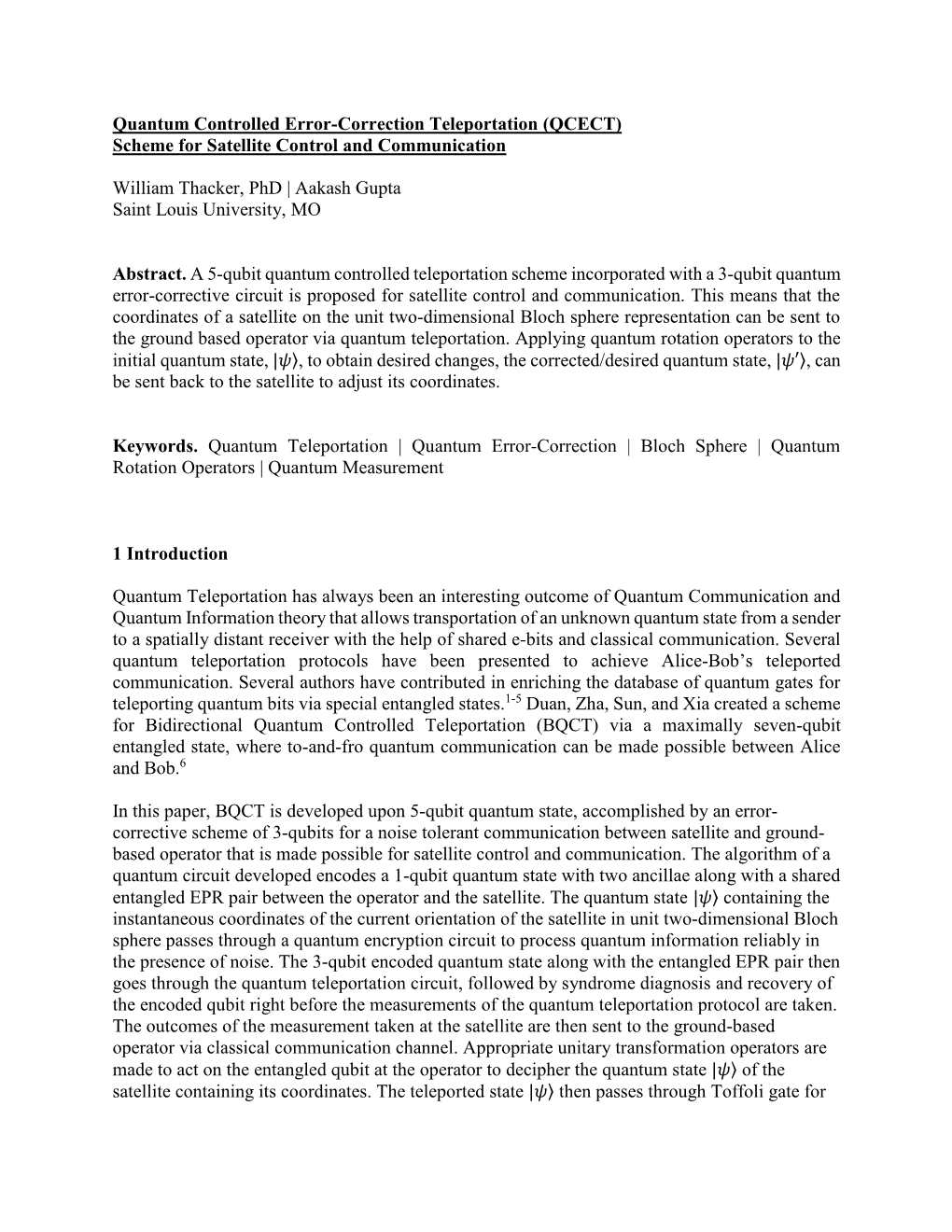 Quantum Controlled Error-Correction Teleportation (QCECT) Scheme for Satellite Control and Communication