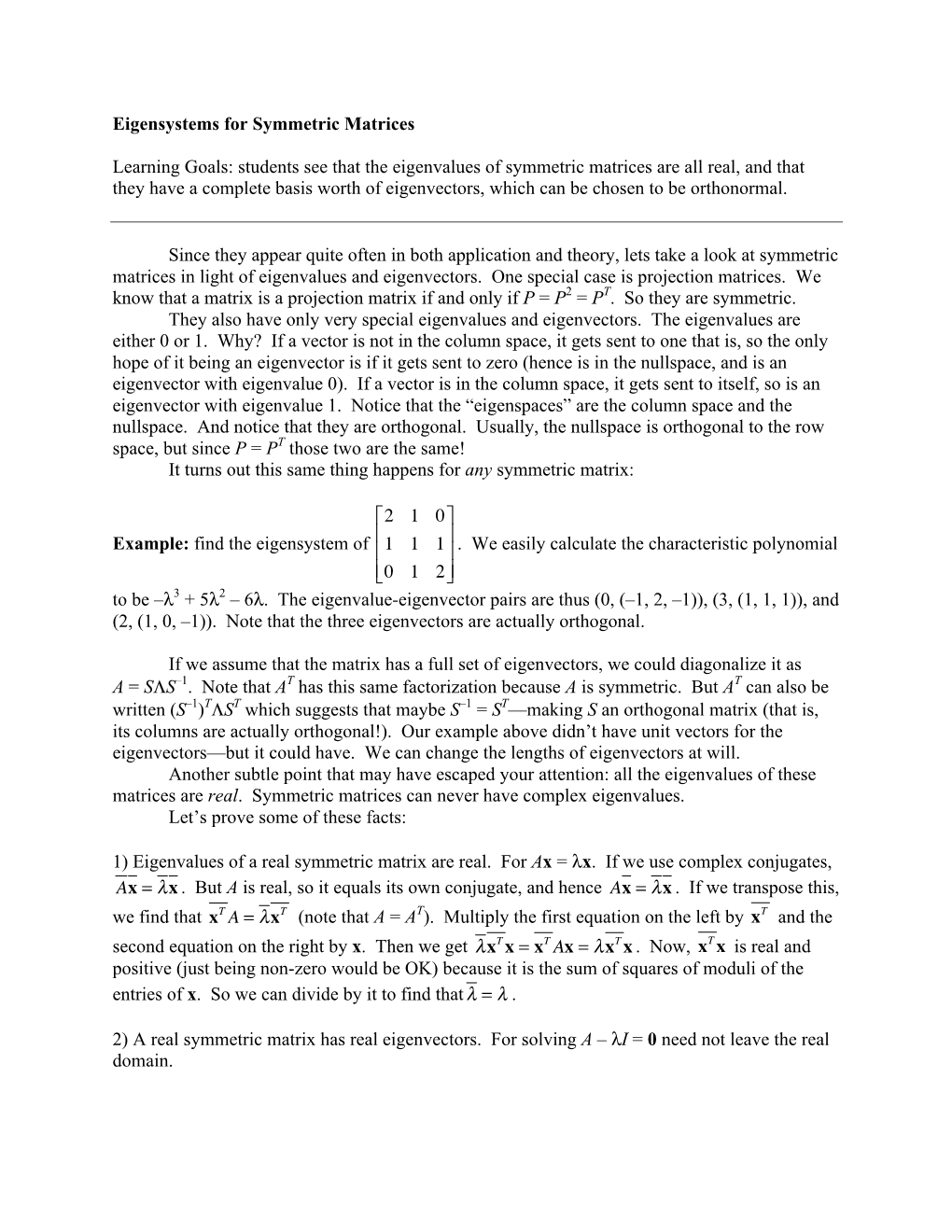 46 Symmetric Matrices