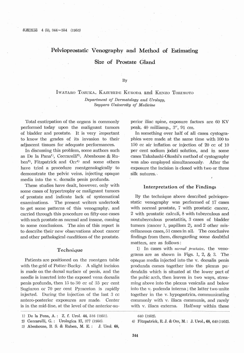 Pelvioprostatic Venography and Method of Estimating Techtmique