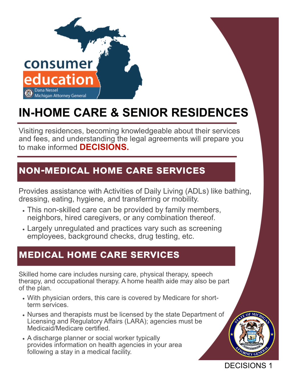 In-Home Care & Senior Residences Handout