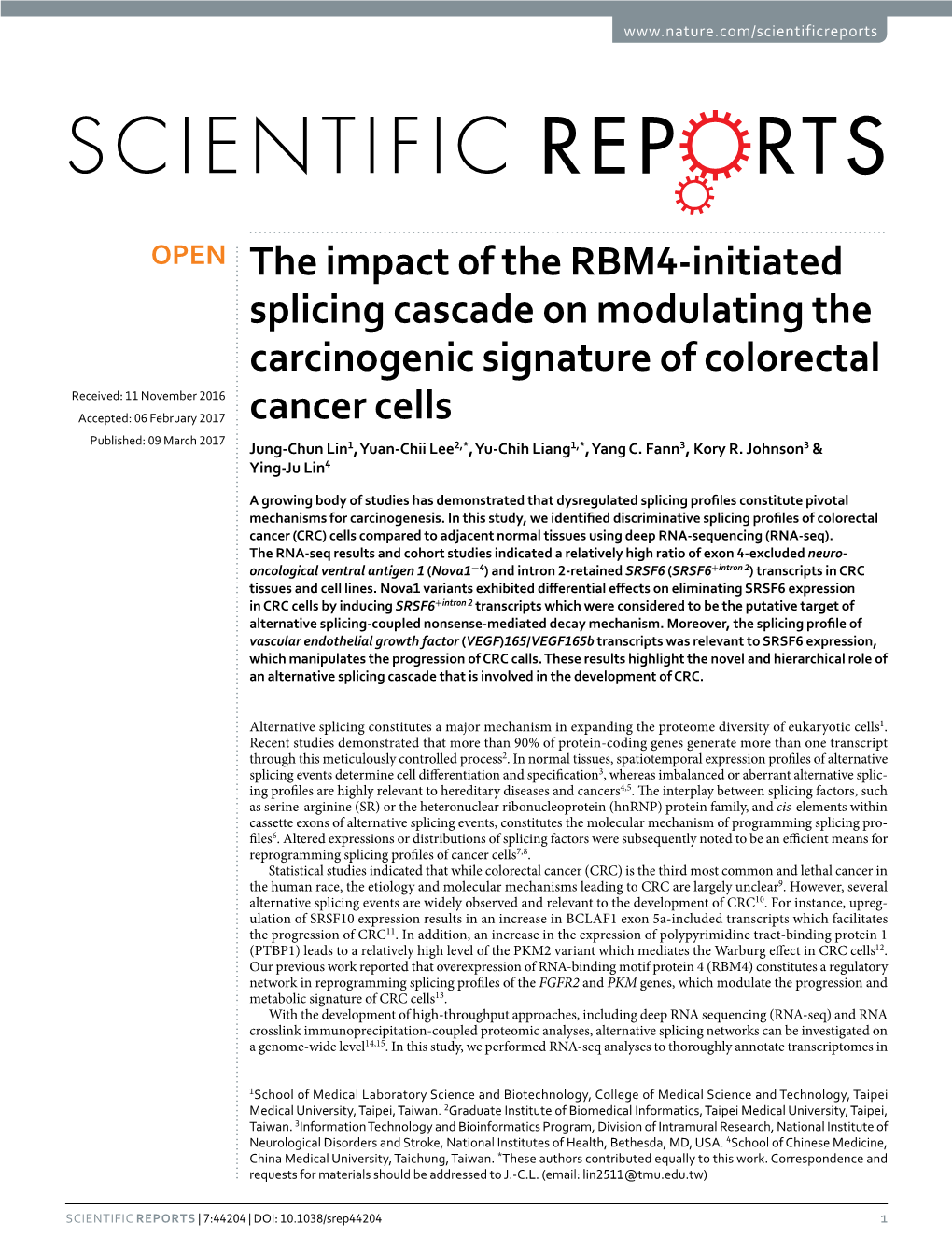 The Impact of the RBM4-Initiated Splicing Cascade on Modulating The