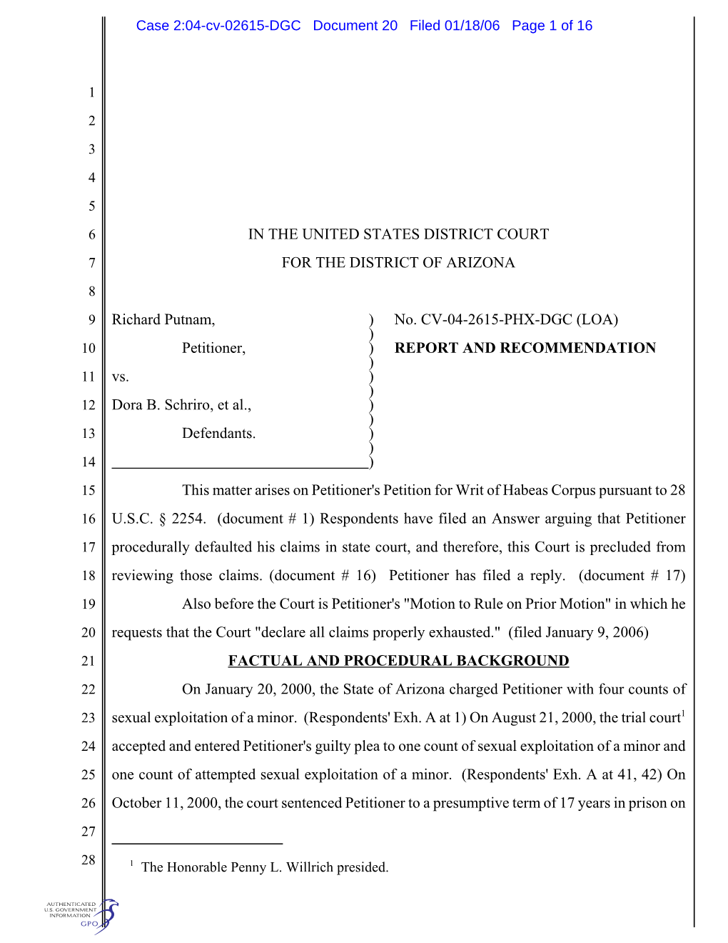 Case 2:04-Cv-02615-DGC Document 20 Filed 01/18/06 Page 1 of 16