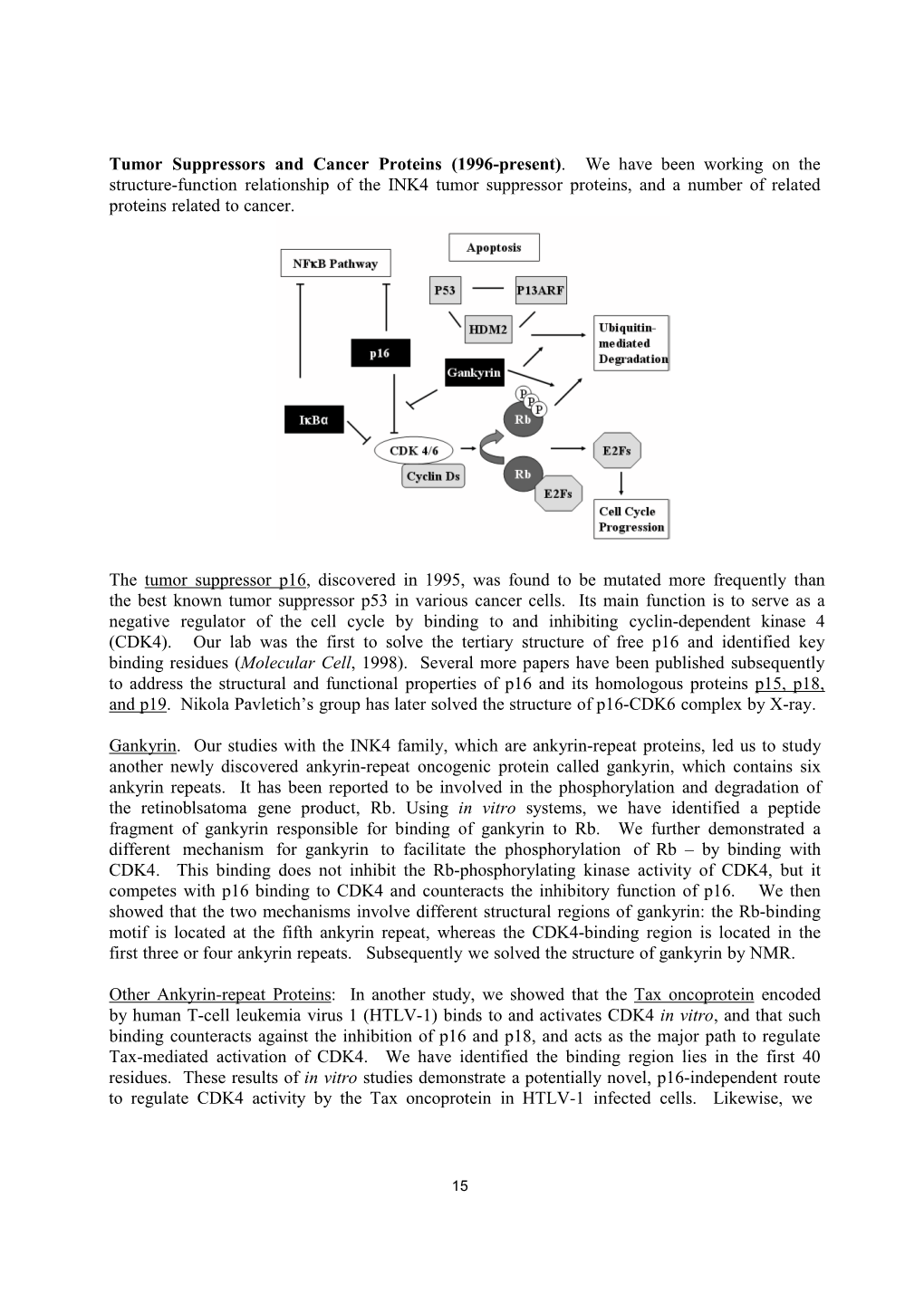 Tumor Suppressors and Cancer Proteins (1996-Present)