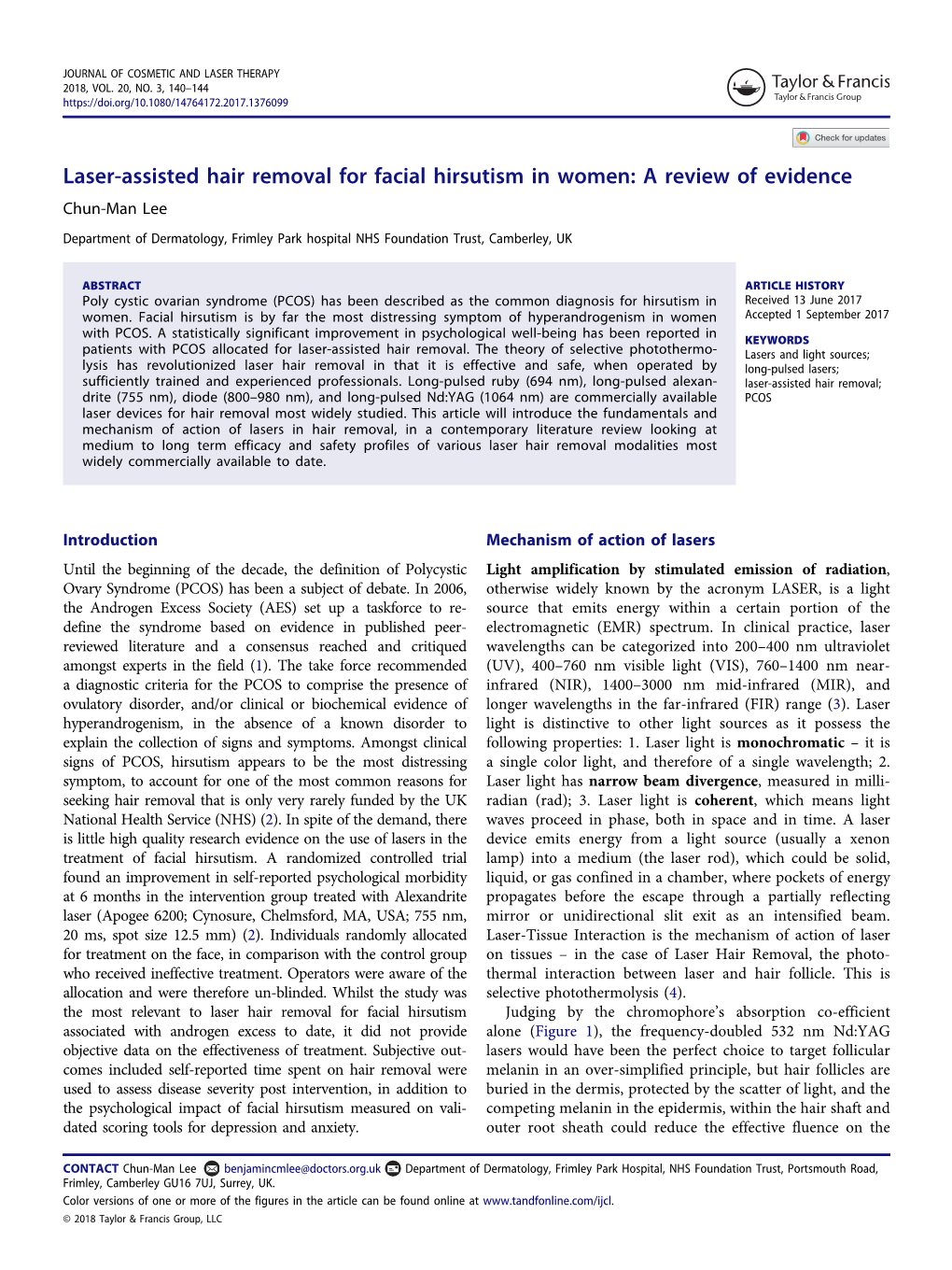 Laser-Assisted Hair Removal for Facial Hirsutism in Women: a Review of Evidence