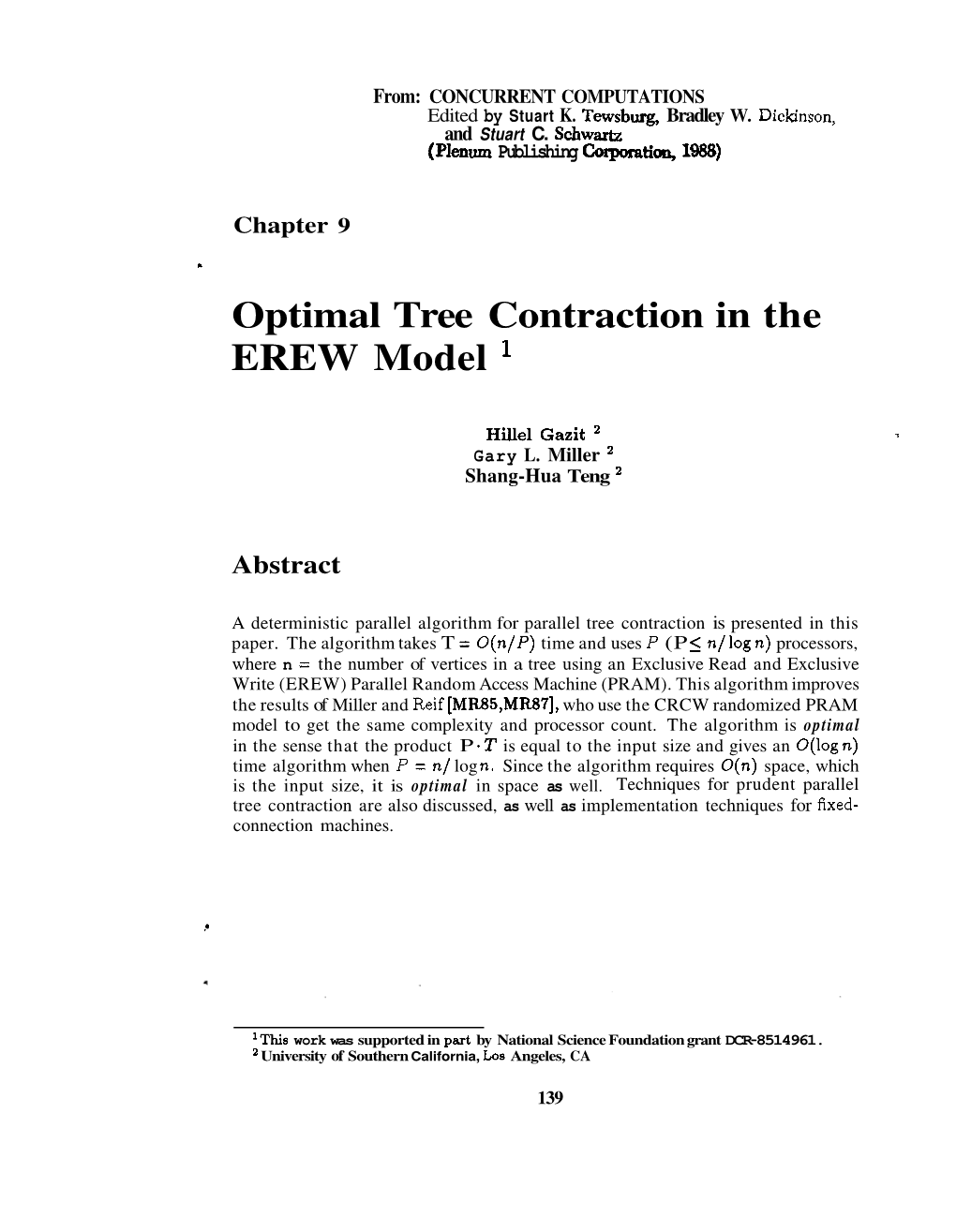 Optimal Tree Contraction in the EREW Model