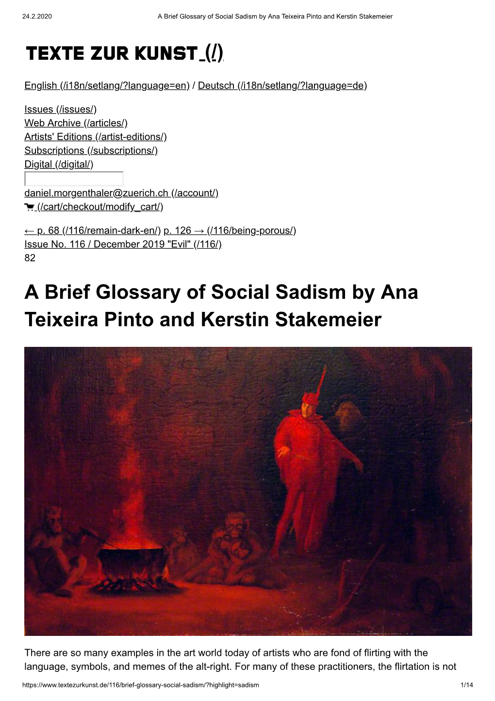 (/) a Brief Glossary of Social Sadism by Ana Teixeira Pinto and Kerstin Stakemeier