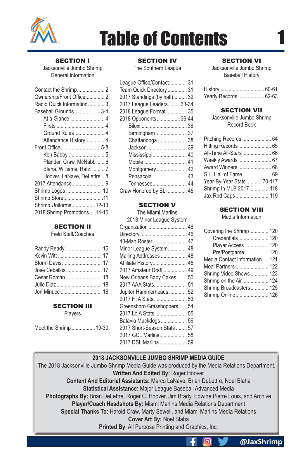 1 Table of Contents