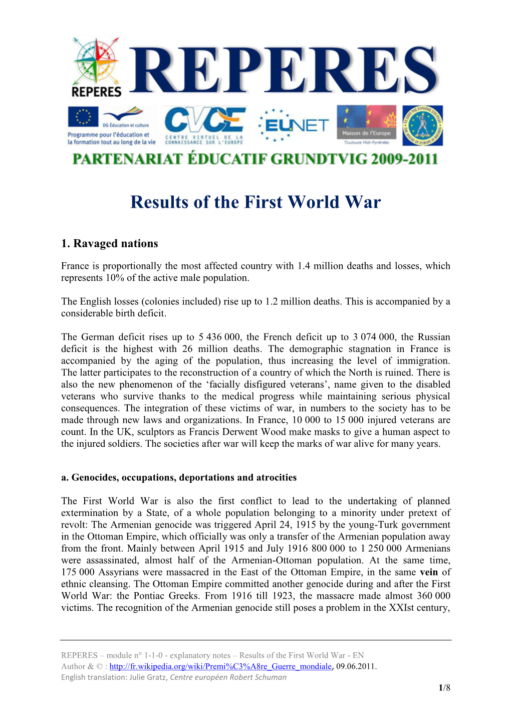 Results of the First World War