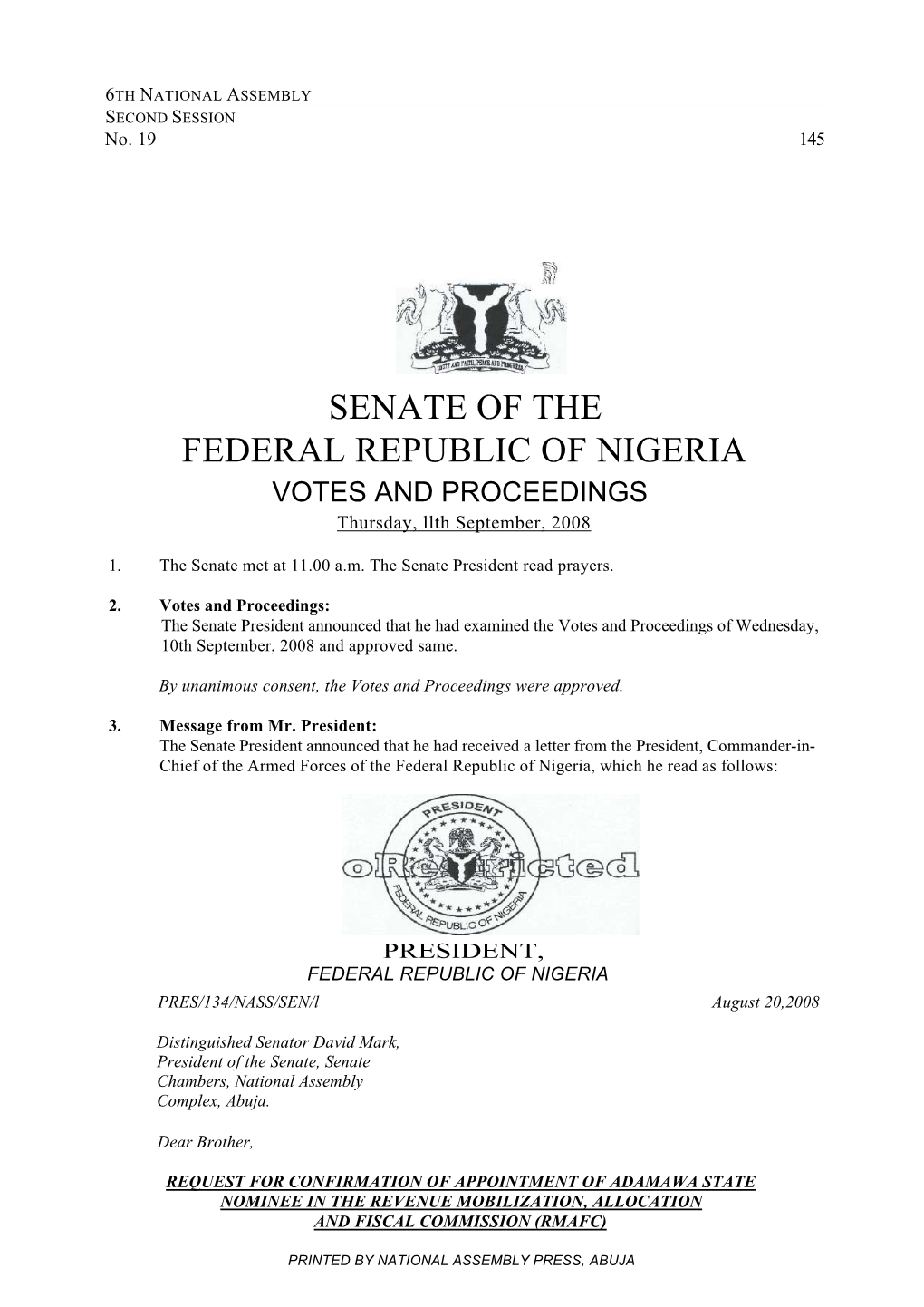 Senate of the Federal Republic of Nigeria