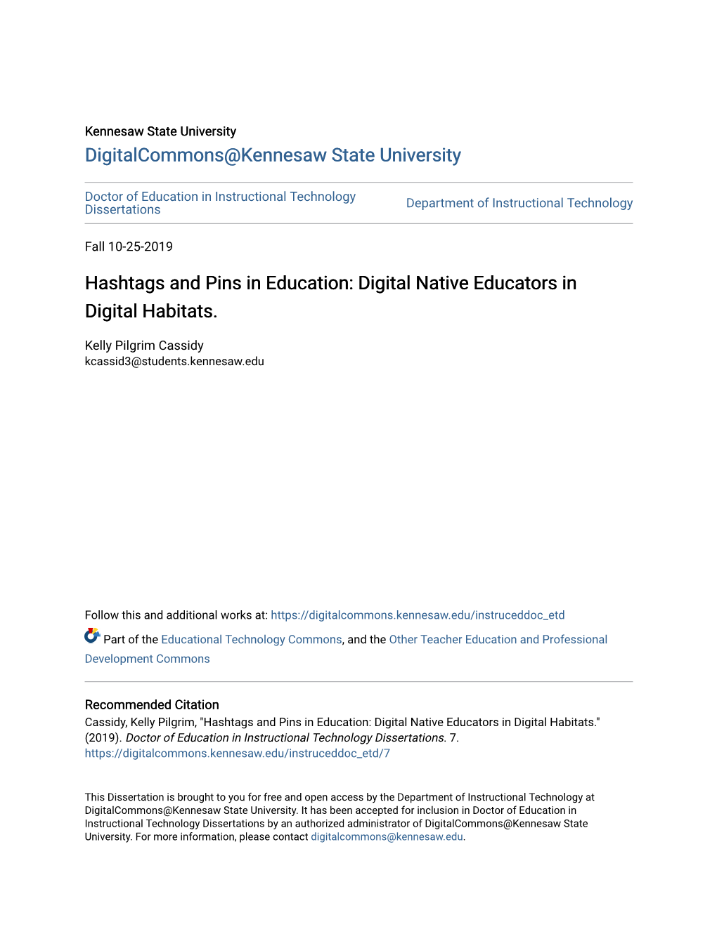 Hashtags and Pins in Education: Digital Native Educators in Digital Habitats