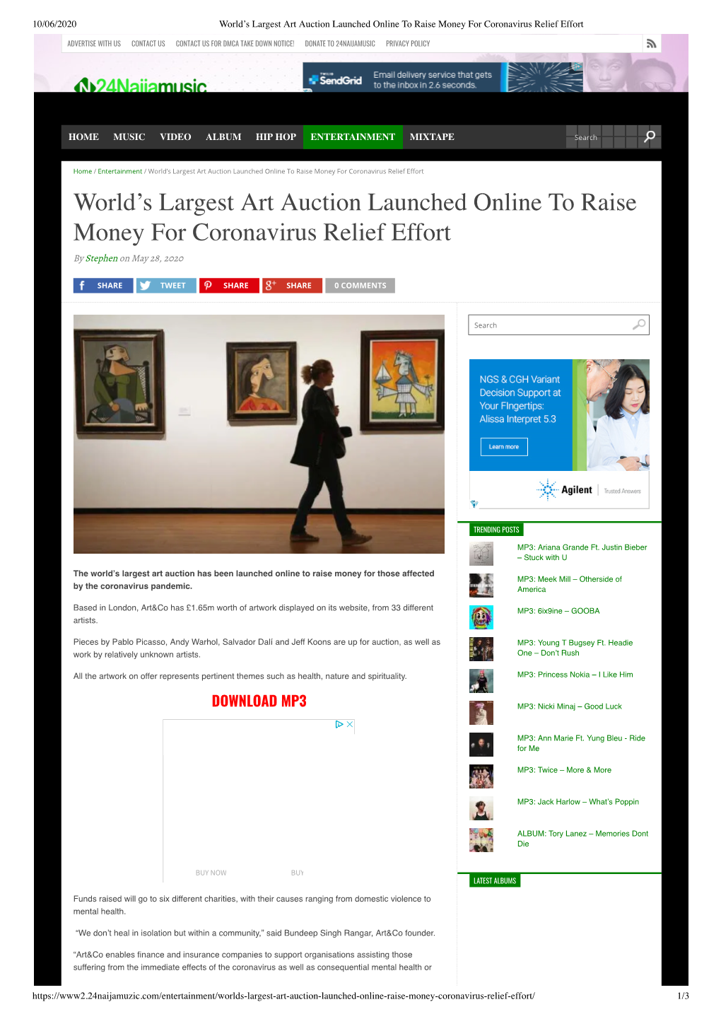 World's Largest Art Auction Launched Online to Raise Money For