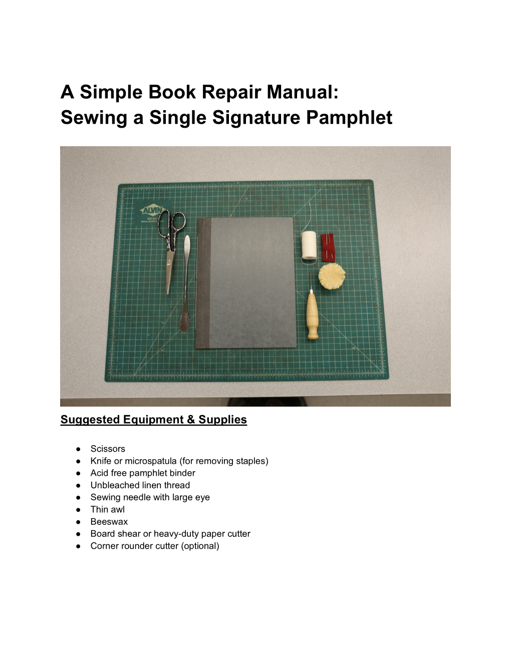 A Simple Book Repair Manual: Sewing a Single Signature Pamphlet