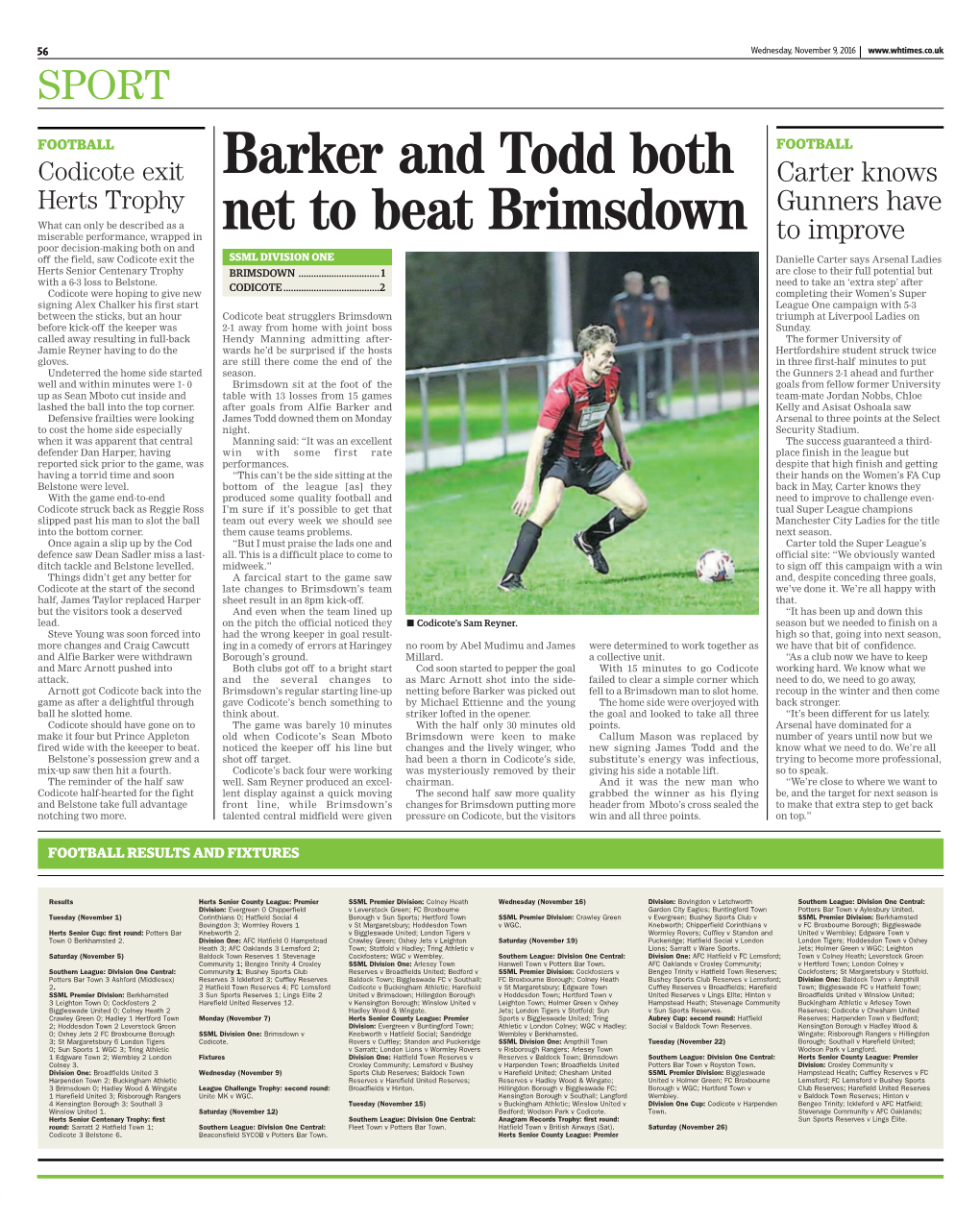 Barker and Todd Both Net to Beat Brimsdown