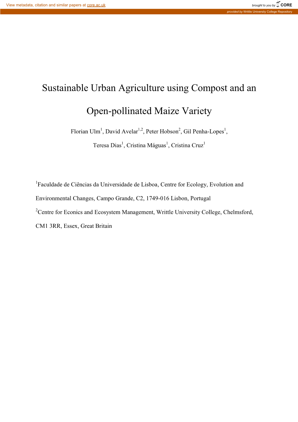 Sustainable Urban Agriculture Using Compost and an Open-Pollinated